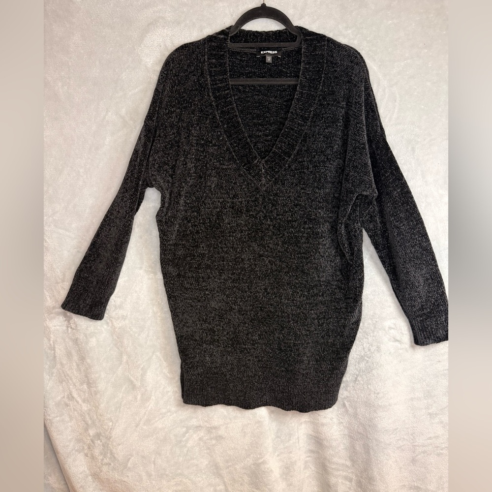 Express Women's Black V-Neck Sweater Dress